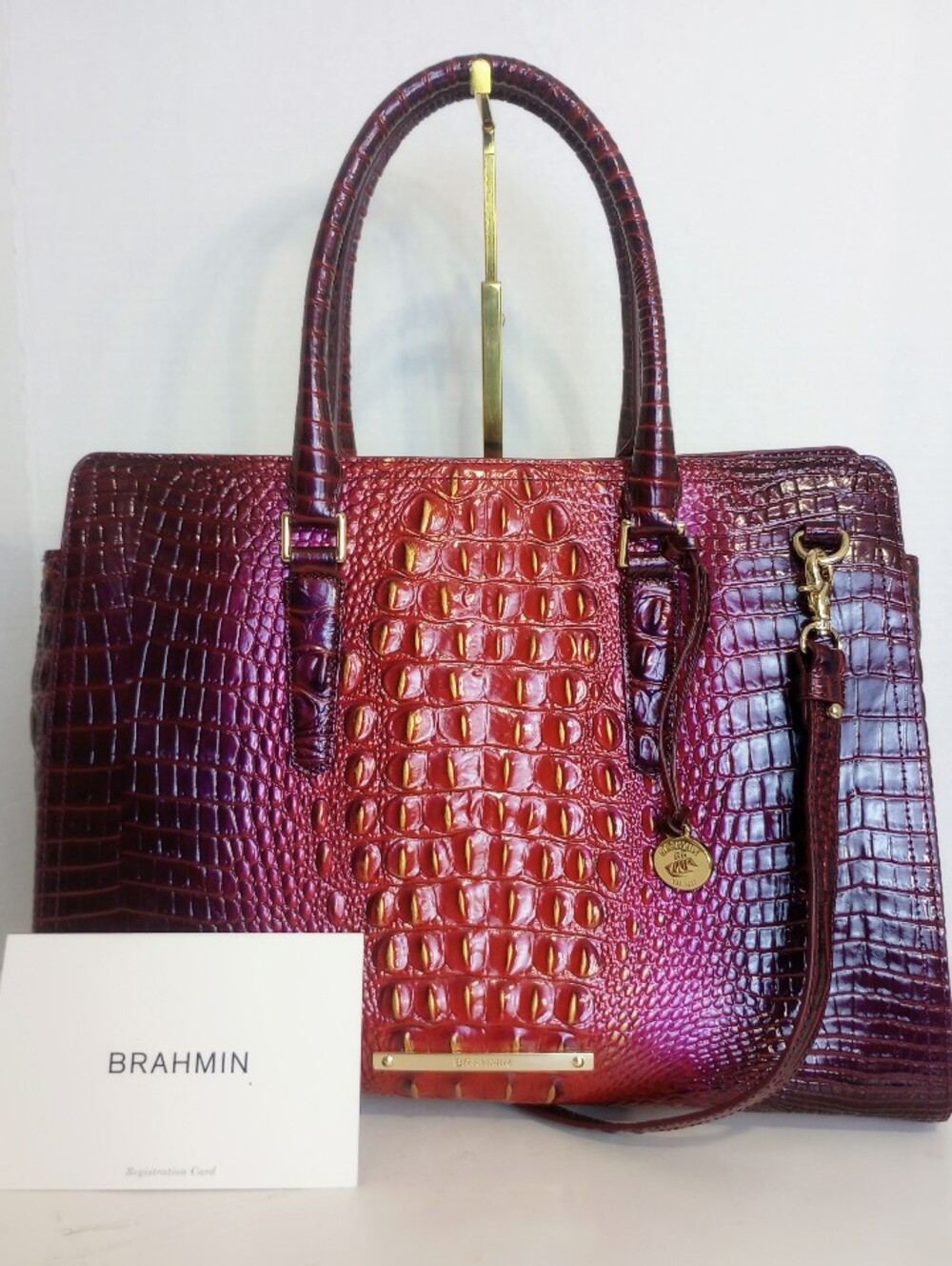 Brahmin Ruby Ombre Melbourne Finley Carryall Crossbody Satchel Purse,  Leather